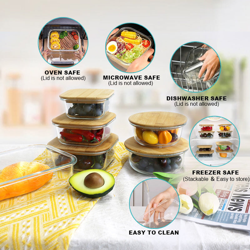 Borosilicate Glass Meal Prep Container (Airtight Lid)